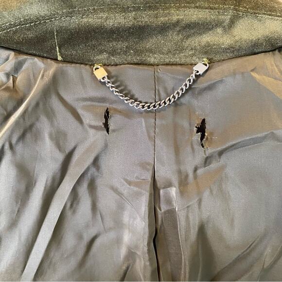Talbots Women’s Blazer Medium Green Velvet Military Style Double Breasted Jacket - Picture 5 of 11